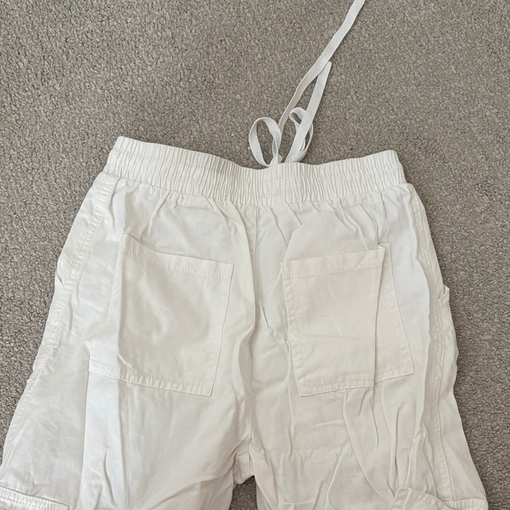White Drawstring Cargo Pants - Picture 3 of 3